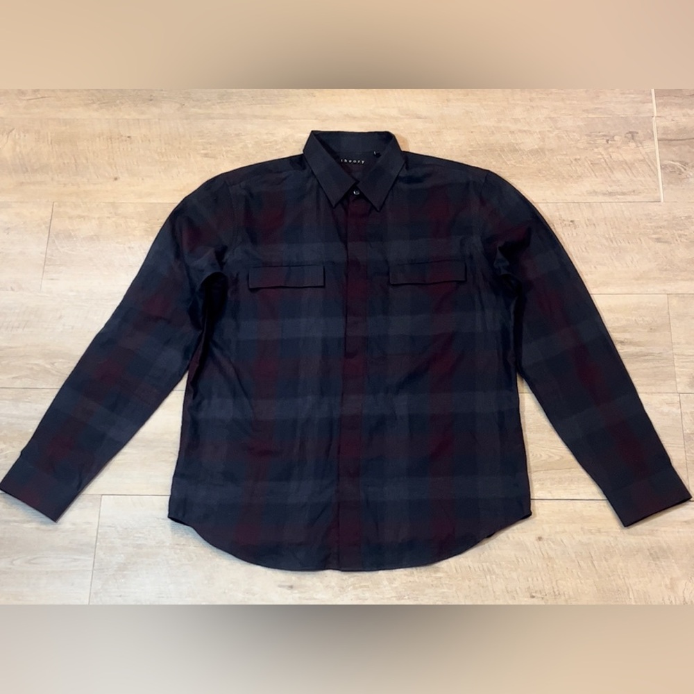 Theory Men's Daimon Cotton Concealed Front Button Shirt Size Large